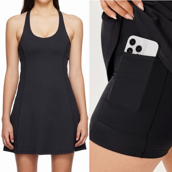 Outdoor Voices Dresses & Skirts - Outdoor Voices Sz XS Black Athleisure Dress Built-In Bra & Shorts Liner Stretchy
